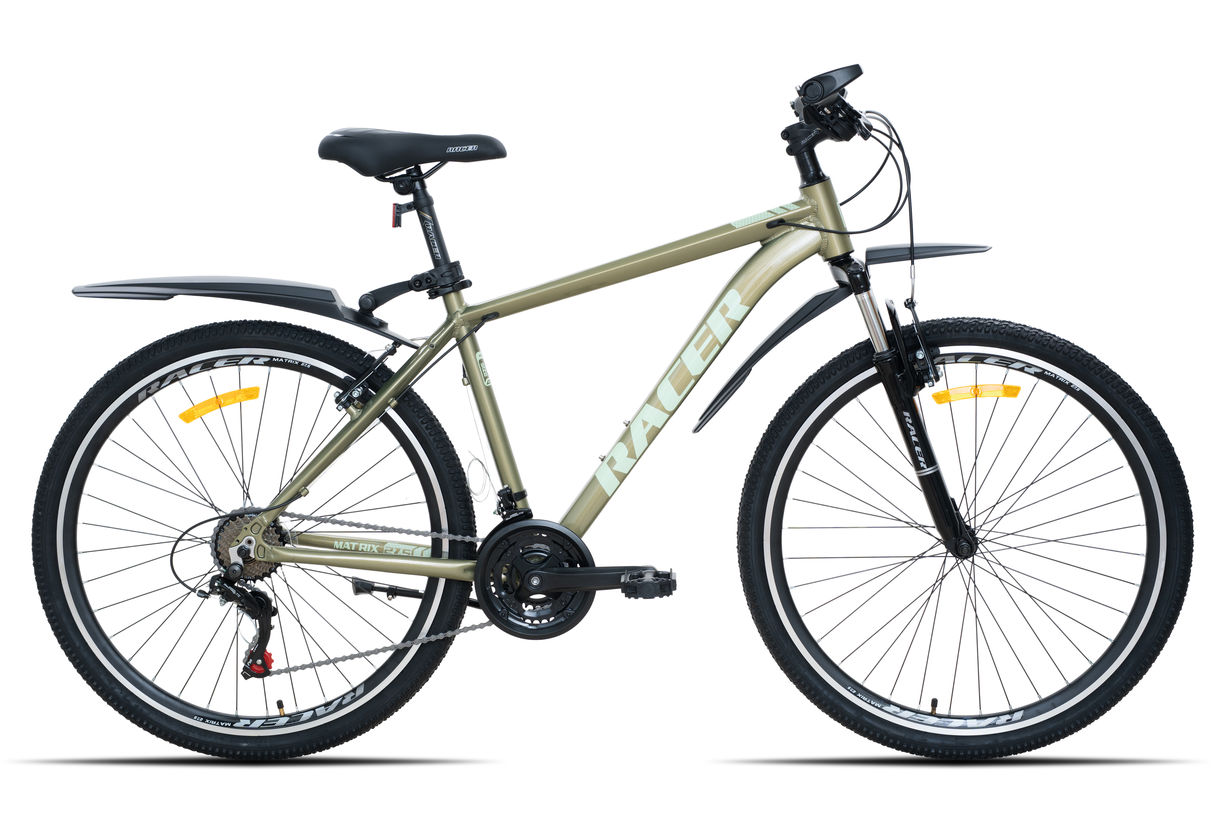 Велосипед Racer Matrix 27,5 хаки, логотип салатовый 2026 рост 18